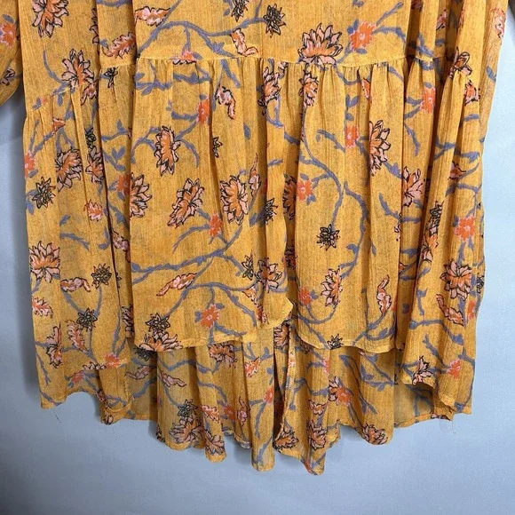 Free People Tunic Dress Keeping Up with Kara Orange Floral SHEER Boho Festival L - Picture 9 of 12